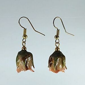 Elegant Gold and Pink Floral Earrings